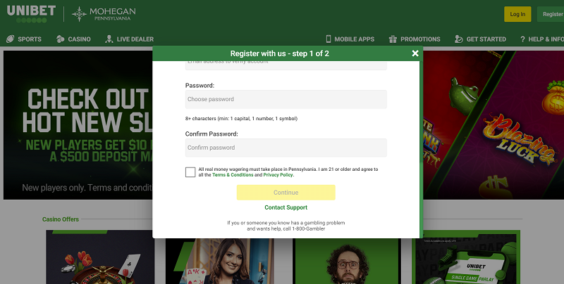 Đăng ký tại UNIBET khá đơn giản