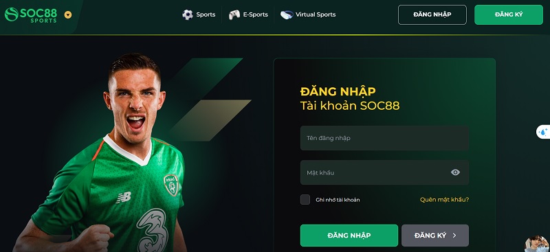 Thông tin cần cung cấp khi đăng nhập Soc88