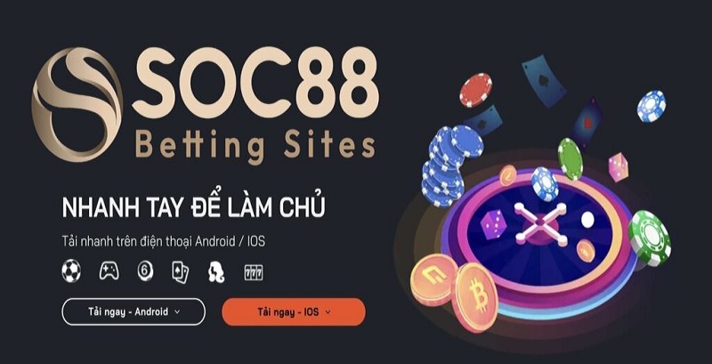 Giao diện truy cập vào link tải nhà cái Soc88